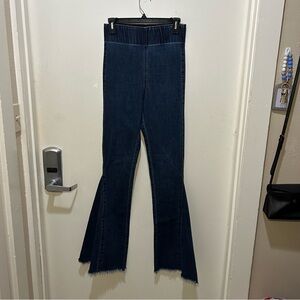 MuMu Blue Elastic Waistband Bootcut Distressed Jeans Size XS